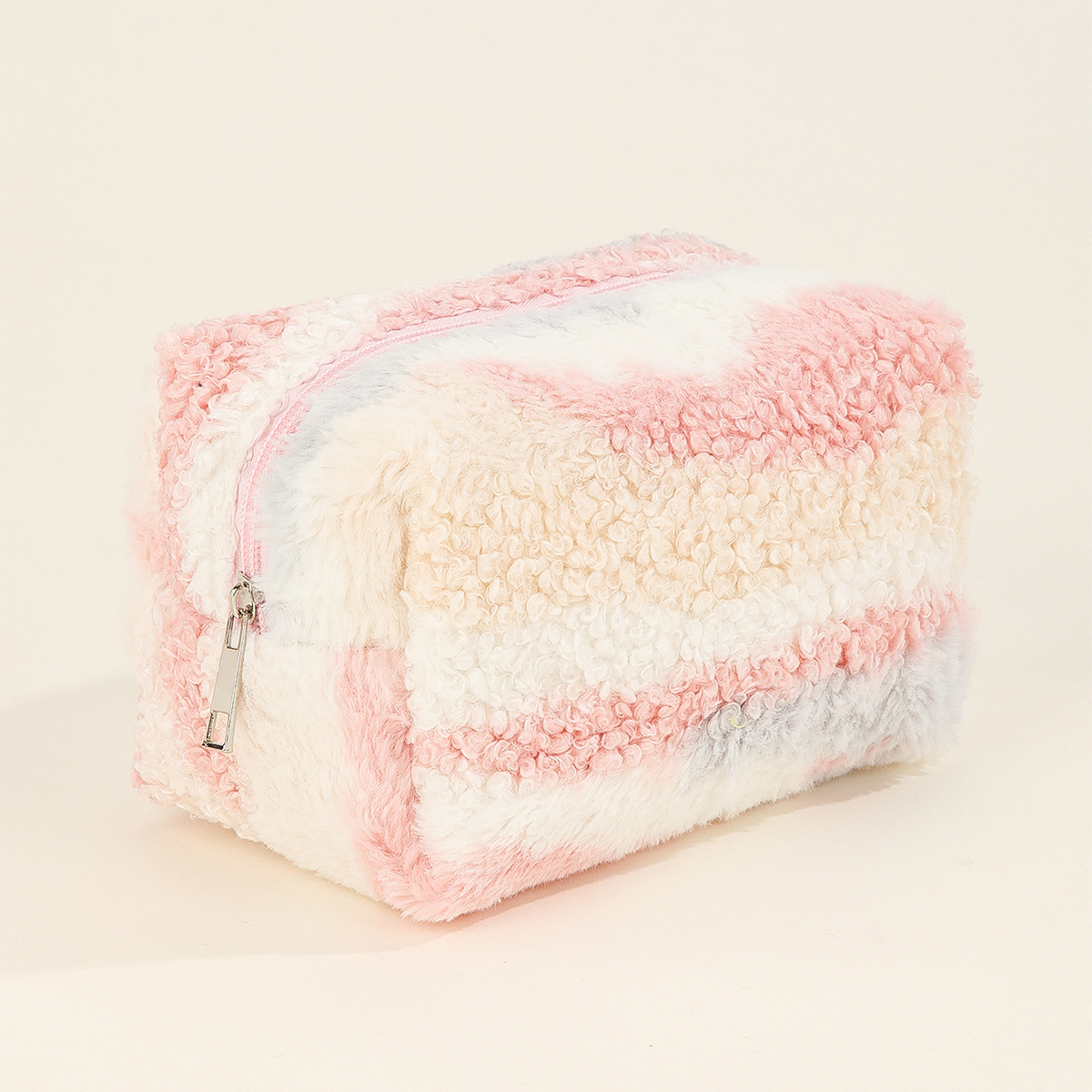 Colorful Plush Cosmetic Bag Cross-Border Large Capacity Storage Toiletry Bag Ins Contrast Color Colorful Furry Pencil Case