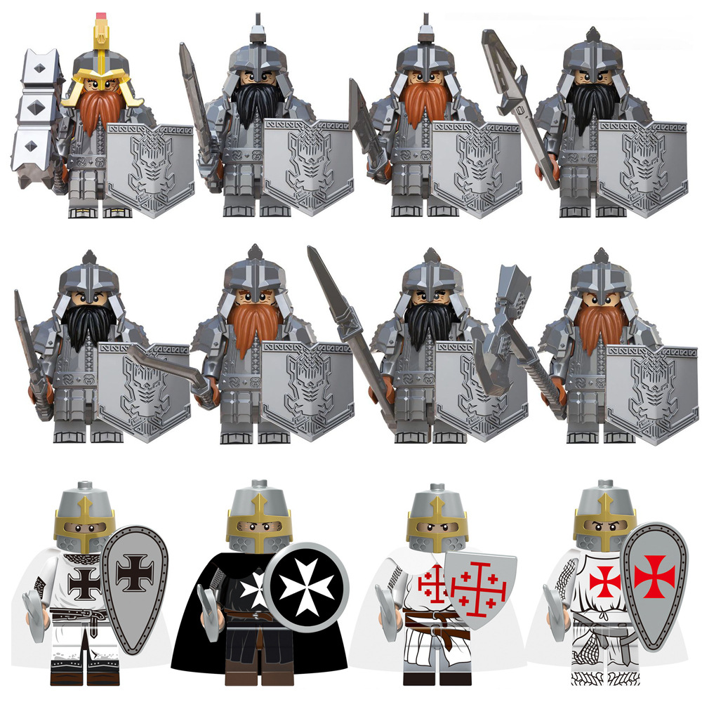 积木人仔中世纪骑士小人男孩拼装玩具第三方中古代士兵积木模型