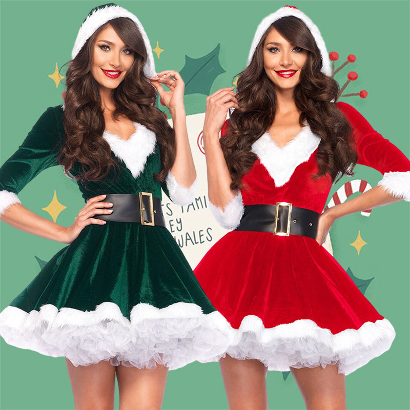 新款圣诞服装成人女欧美圣诞演出服圣诞服饰圣诞节舞台表演服现货