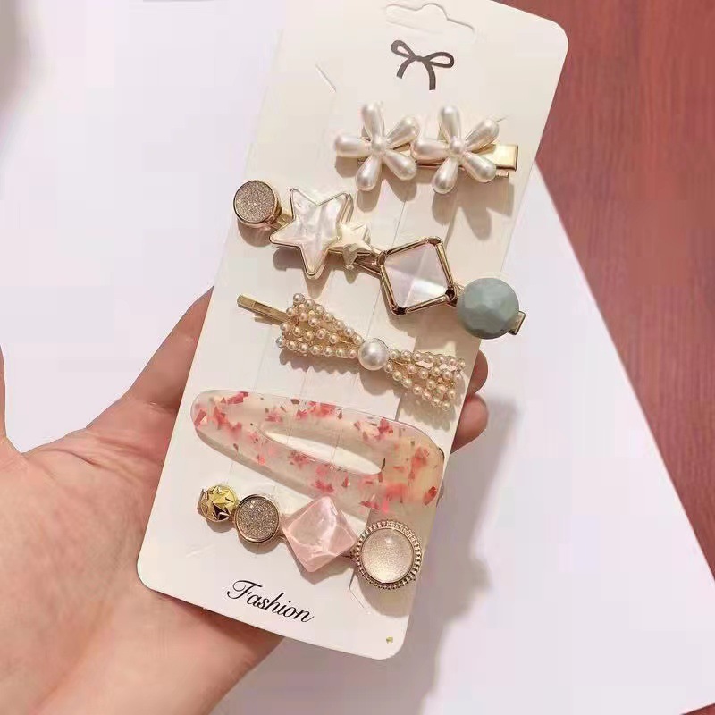 网红女珍珠发夹发卡刘海边夹后脑勺顶夹侧边小夹子卡子韩国头饰