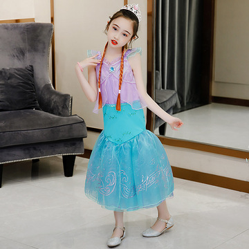 跨境女童美人鱼裙子夏纱裙造型公主裙儿童节表演服礼服生日造型服