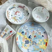 童趣epopee陶瓷餐具四件套碗碟盘卡通儿童陶瓷餐具套装