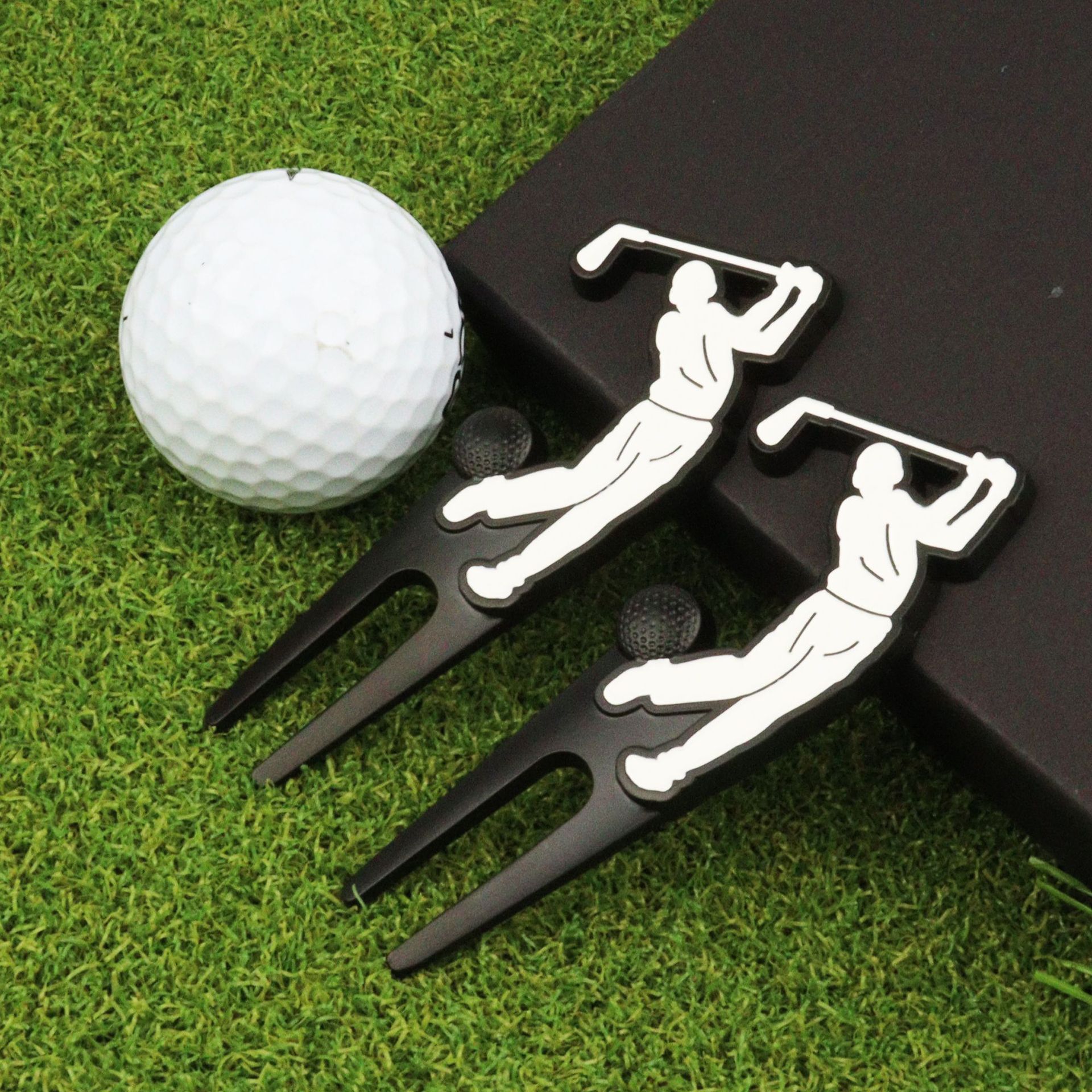 Golf Putting Green Fork Metal Ball Yoke Grass Forks/Hat Clip/Ball Marker Gift Set Source Factory