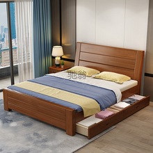 单人床用现代简约主卧大床出租房实木床实木家用