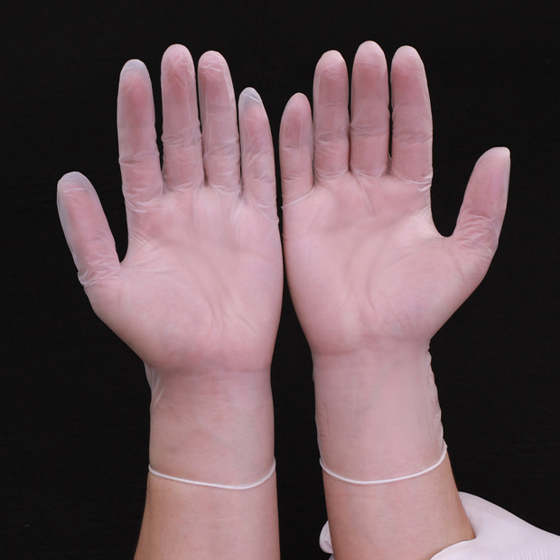 鸿锐一次性pvc手套工业防护自然色现货批发乳胶实验室洁净室