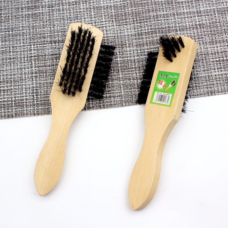 猪鬃毛鞋油刷实木手柄鞋油刷擦鞋刷清洁鞋刷软毛刷三面毛猪毛刷子