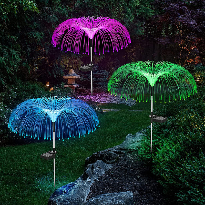 Solar Atmosphere Decorative Light Led Optical Fiber Jellyfish Outdoor Waterproof Courtyard Garden Villa Area Plug-in Lawn Lamp