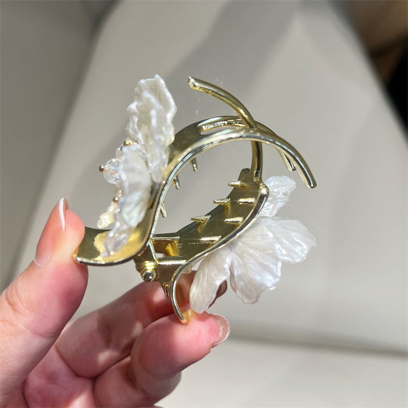 铁合金高颜值发饰 12.8m/双面花朵高马尾金属抓夹防下垂固定神器