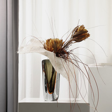 简约艺术家居客厅餐桌花艺插花器样板间高级感玻璃水培花瓶摆件