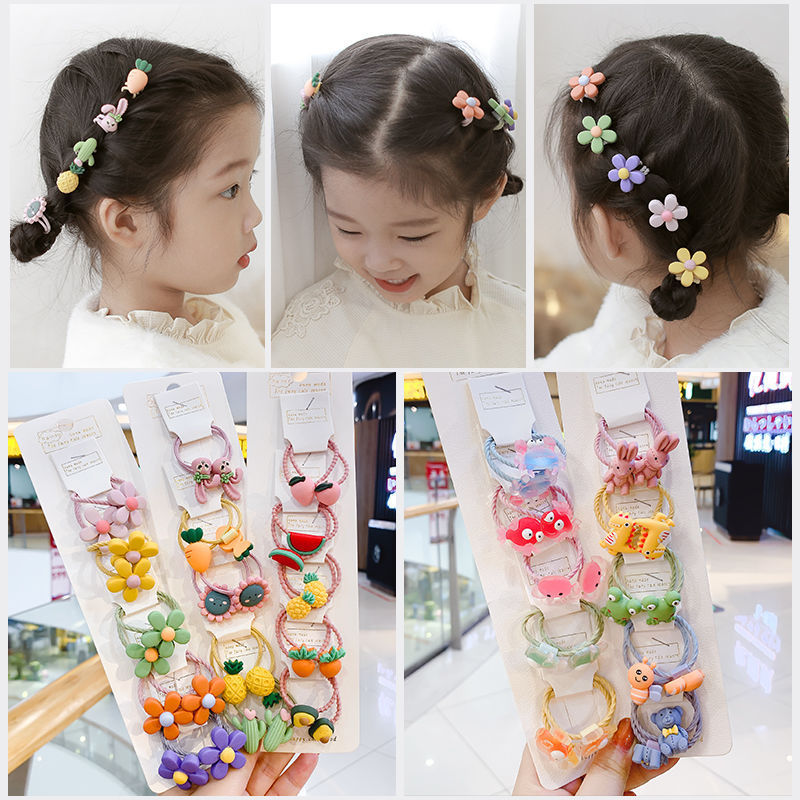 Children's Rubber Band Hair Band Little Princess Cute Cartoon Animal Hair Band Baby Hair-Binding Braid Hair Rope Does Not Hurt Hair Accessories