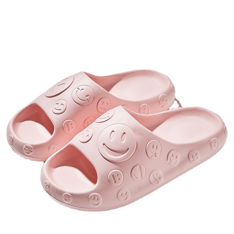 Internet Celebrity Summer Slippers Women's Cartoon Smiley Face Household Bathroom Slippers Non-Slip Platform Couple Slippers Home