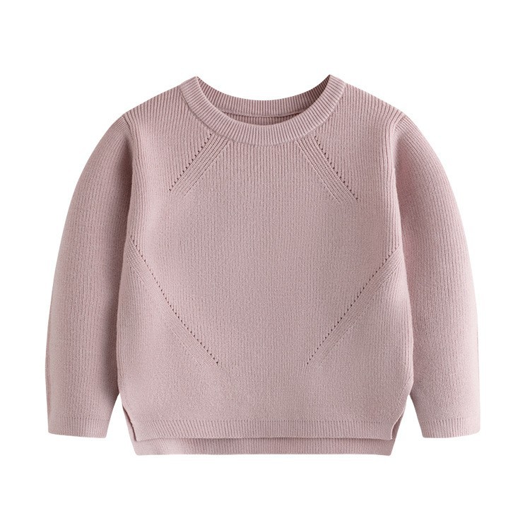 跨境外贸儿童圆领毛衣女童新款纯色打底衫宝宝洋气套头针织衫童装