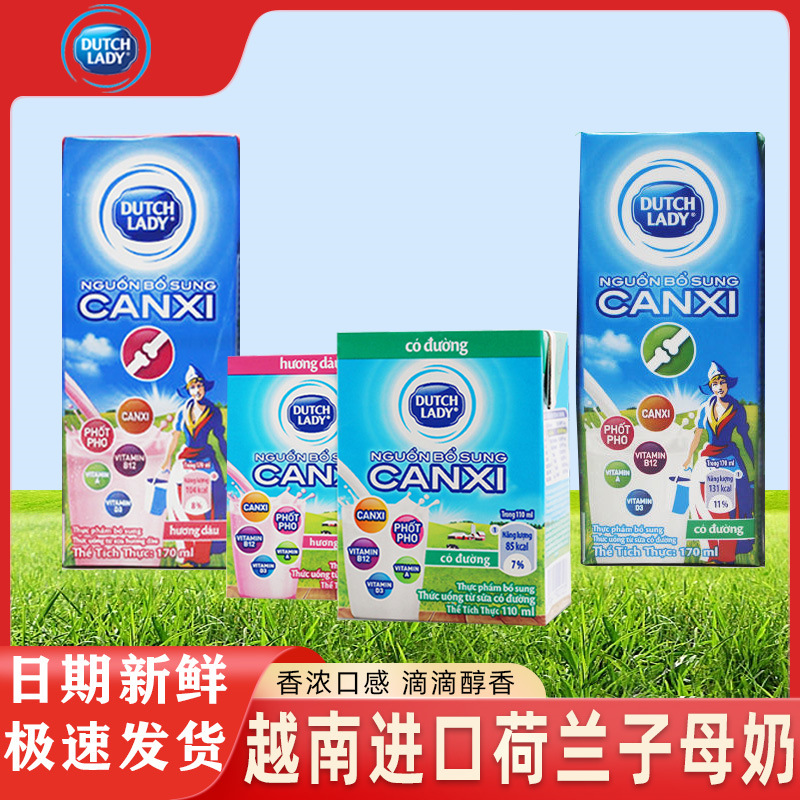 越南进口荷兰dutchlady子母奶整箱甜牛奶草莓原味哒露奇含乳饮品