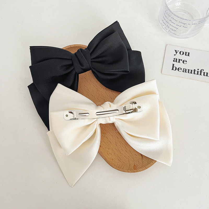 French Satin Bow Barrettes Head Clip Back Head Clip High Sense Internet Celebrity Hairpin Hair Ornaments Hairband E297