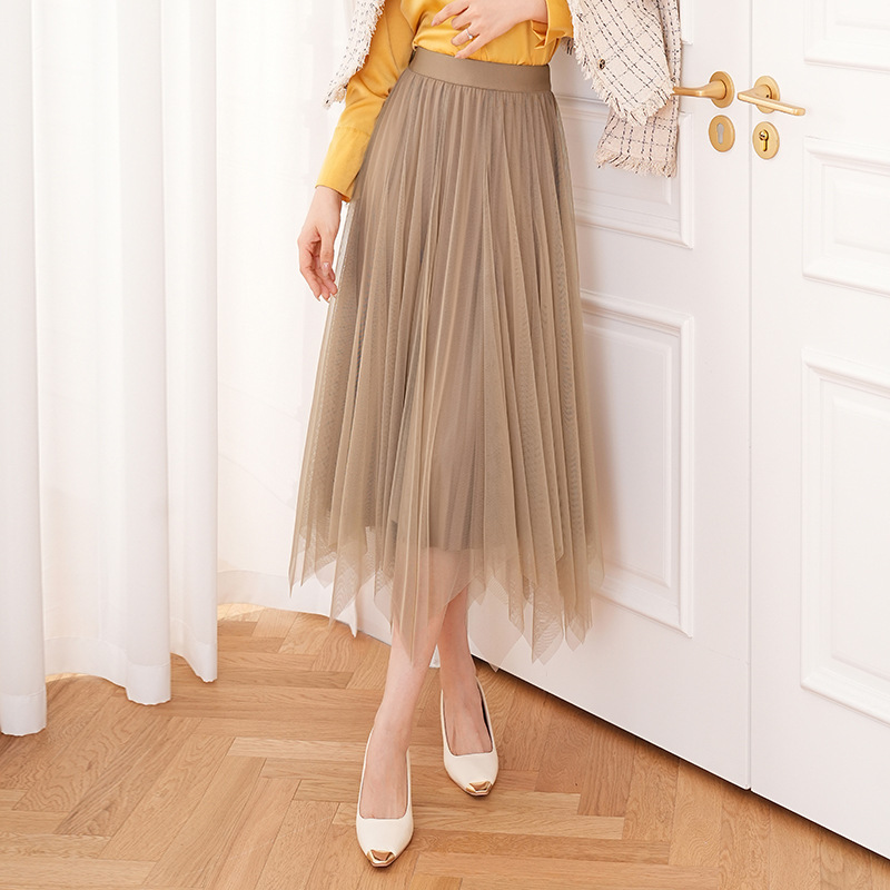 不规则垂感网纱半裙七夕甜美正反两穿裙2023新品时尚显瘦不规则裙