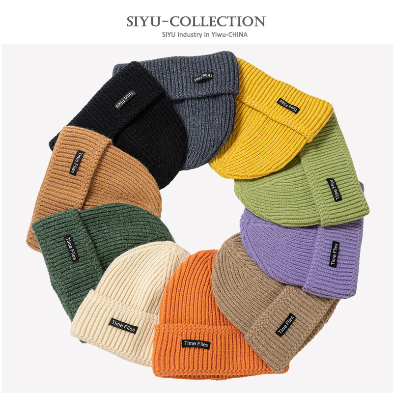 2021 New Hat Trendy Autumn and Winter Women's Korean Warm Woolen Cap Outdoor Student Couple Street Melon Hat Men's Knitted