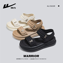 Warrior/回力凉鞋女鞋2024夏款魔术贴厚底增高时尚沙滩鞋女士运动