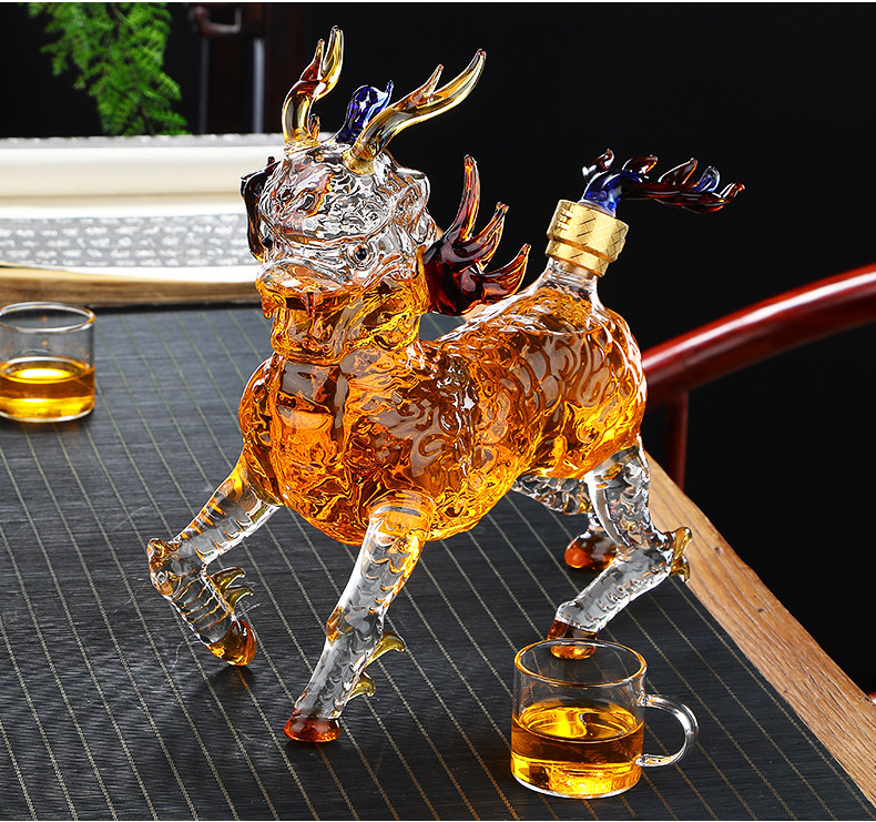 动物酒瓶麒麟泡酒瓶加厚高硼硅玻璃瓶艺术酒瓶泡酒瓶