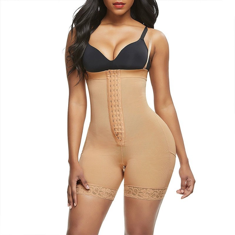 Three Breasted High Waist Crotch Zipper Belly Contracting and Hip Lifting Pants Waist-Tight Body-Shaping Corsets Cross-Border European and American Jumpsuit