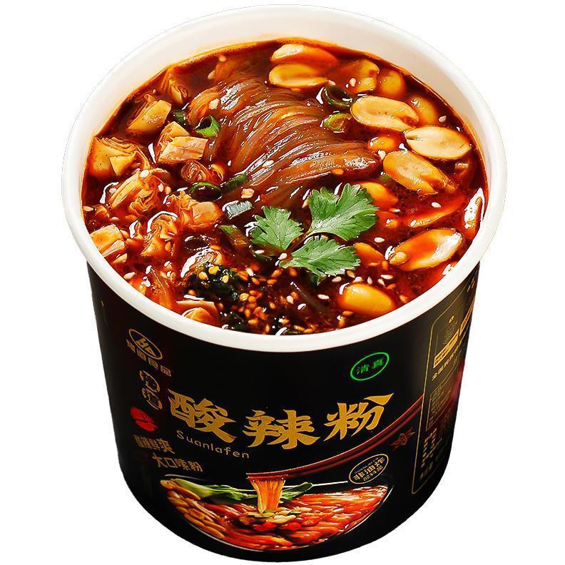 豫道食品黑金版酸辣粉135g*6桶/箱甄选懒人方便纯红薯粉桶装冲泡