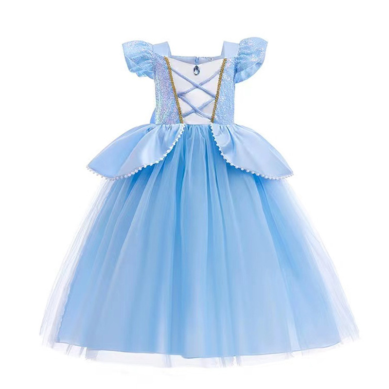 跨境女童艾莎公主裙节日扮演童裙子生日蓬蓬网纱裙幼儿园演出礼服