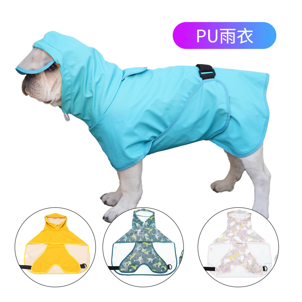 Pet It Teddy Corgi Golden Retriever Pet Clothes Egg Yolk Man Pu Dog Raincoat Large Dog Dog Supplies Waterproof Outdoor