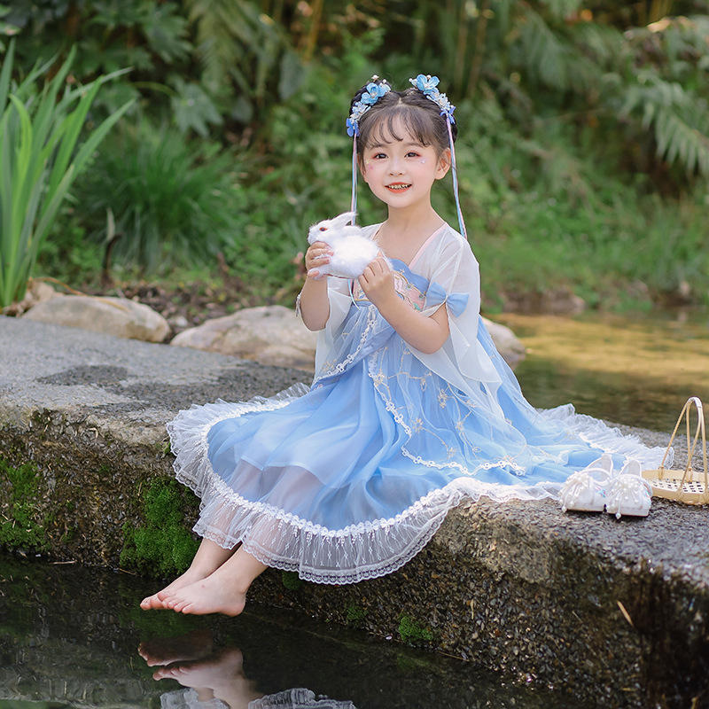 汉服女童连衣裙秋装中国风儿童超仙古装小女孩古风女秋季网红襦裙