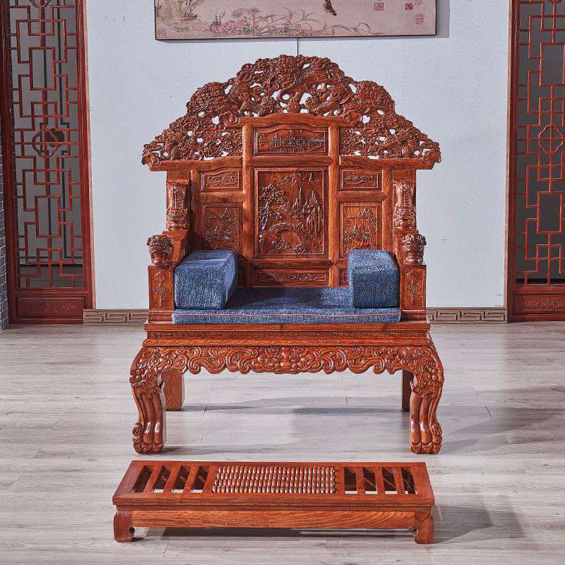 红木主人椅中式实木圈椅刺猬紫檀中式宝座办公椅花梨木单人沙发椅