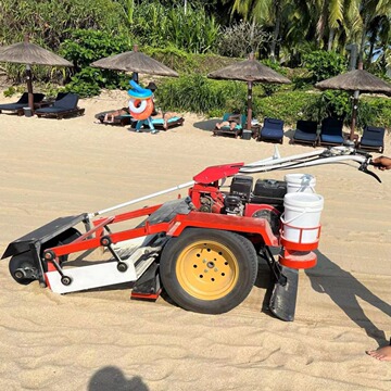 出口美国手推式沙滩清洁车 海边石头垃圾筛选清理机 沙滩清扫车