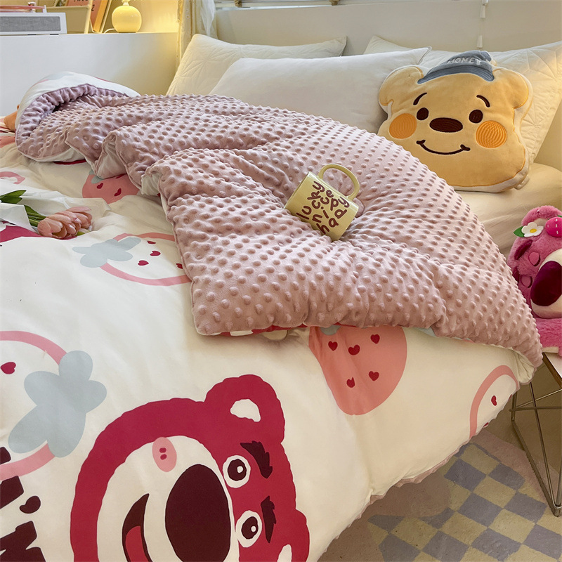 New Class A Knitted Cotton Beanie Velvet Quilt Children Kindergarten Single Double Adult Autumn and Winter Duvet Insert Summer Blanket Wholesale