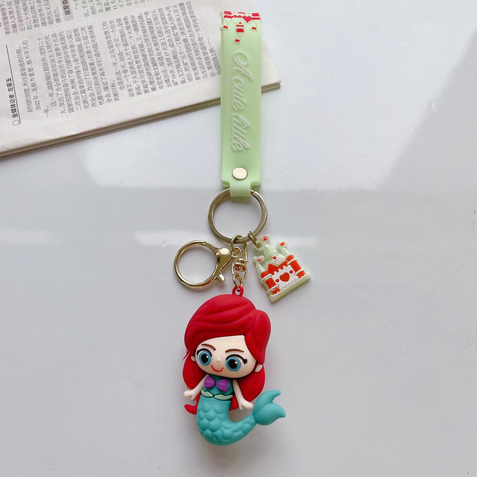Cartoon Cute Mermaid Snowyprincess Keychain Doll Creative Girls' Bags Car Pendant Small Commodity