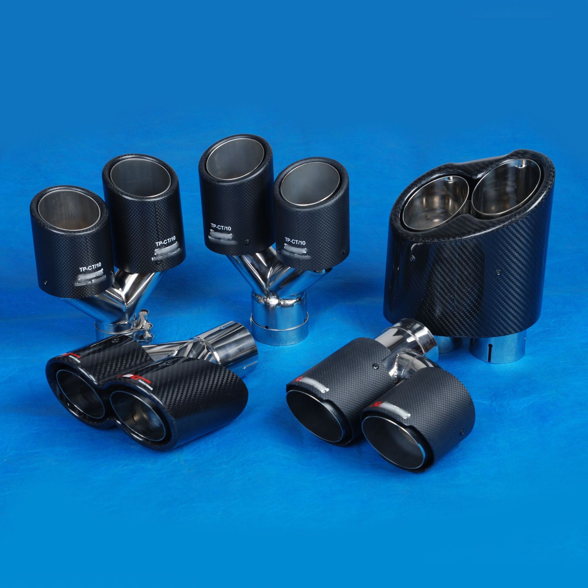 厂家通用汽车改装配件双出hy型ak天蝎尾喉消音器碳纤维尾管排气管