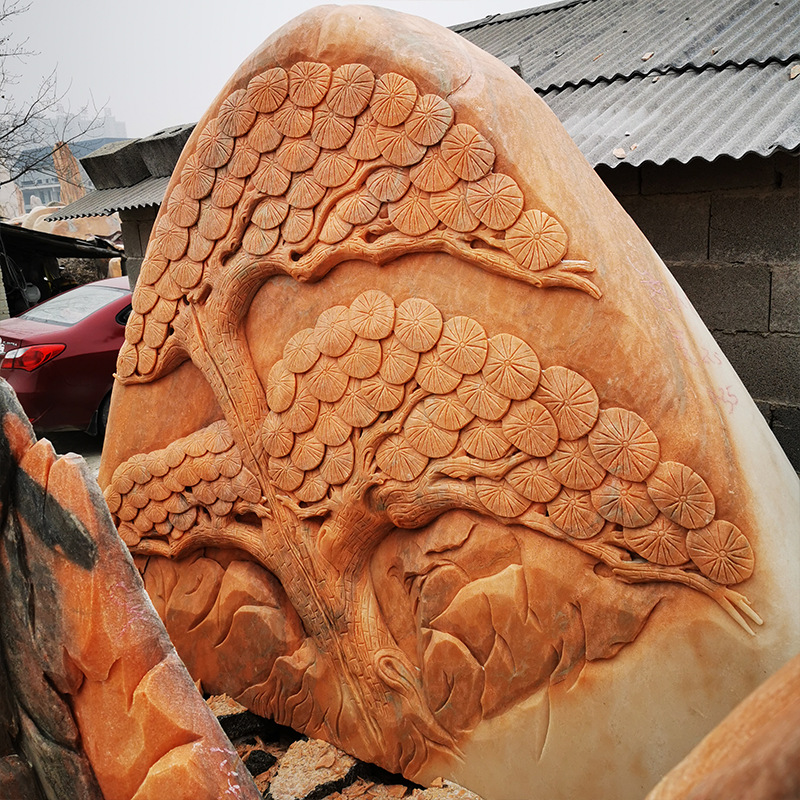 供应雕刻石 晚红霞刻字石景观石 景区村口摆放雕刻石