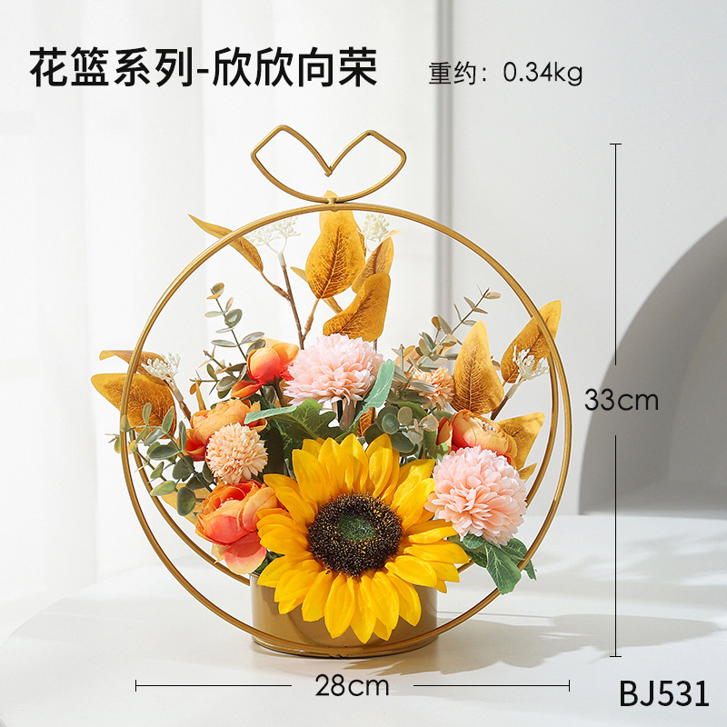 Wholesale New Year Decoration Fortune Fruit Hollyberry Red Berry Wrought Iron Flower Basket Moving into the New House Desktop Emulational Flower Decoration