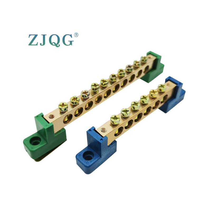 Copper Binding Terminal with Base on Both Sides Blue Connecting Zero Green Grounding