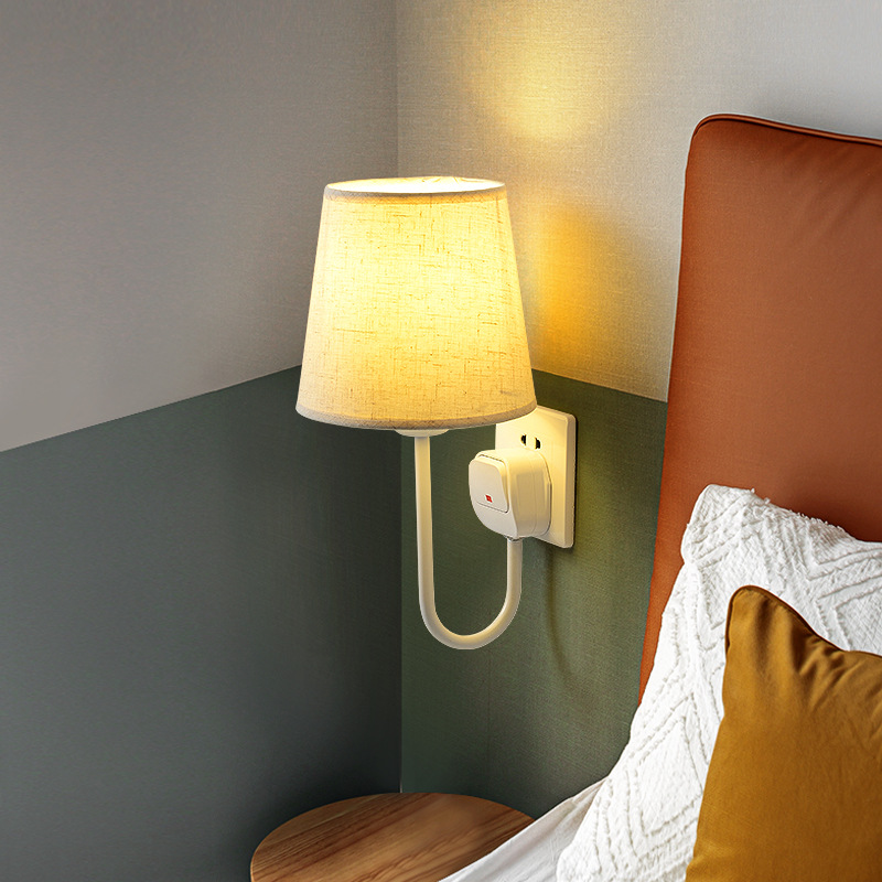 床头插电壁灯led家用卧室睡眠柔光灯可调亮度简约无线插座小夜灯
