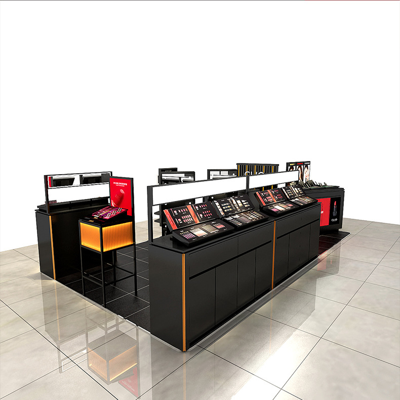 化妆品展示柜美容院产品彩妆柜香水美妆展示柜台带海报陈列柜柜台