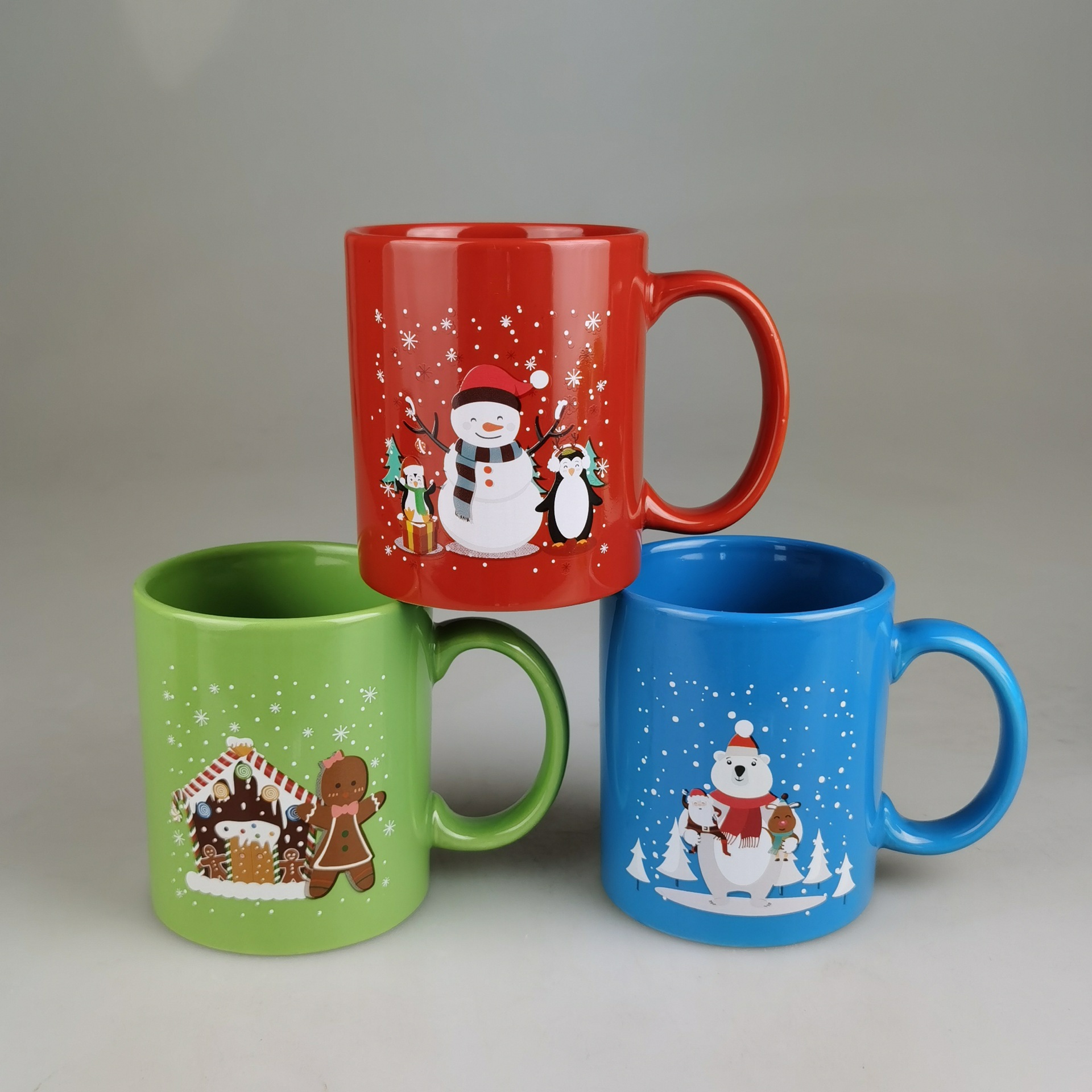 制作节日礼物马克杯 圣诞礼物11oz陶瓷杯 可爱雪人卡通咖啡杯子