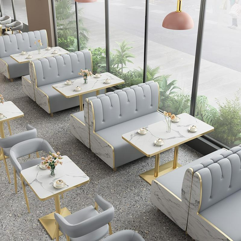商用奶茶火锅店卡座饭店餐厅茶餐厅食堂餐饮靠墙卡座沙发桌椅组合