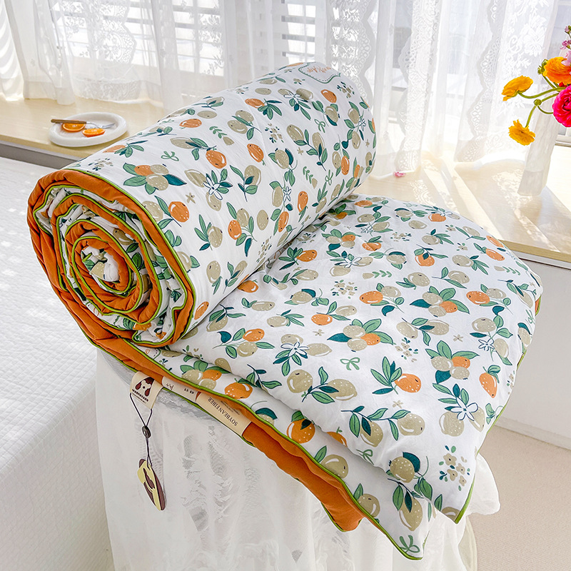 Double-Layer Yarn Soybean Fiber Summer Quilt Maternal and Child Soft Glutinous Summer Blanket Summer Air Conditioning Duvet Spring and Autumn Washable Thin Duvet