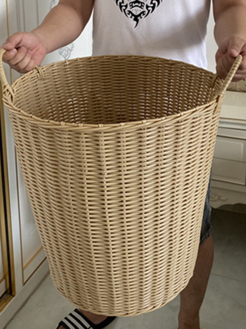 脏衣服收纳筐仿藤编脏衣篮洗衣篮装放换洗衣服塑料篓子桶ins神器