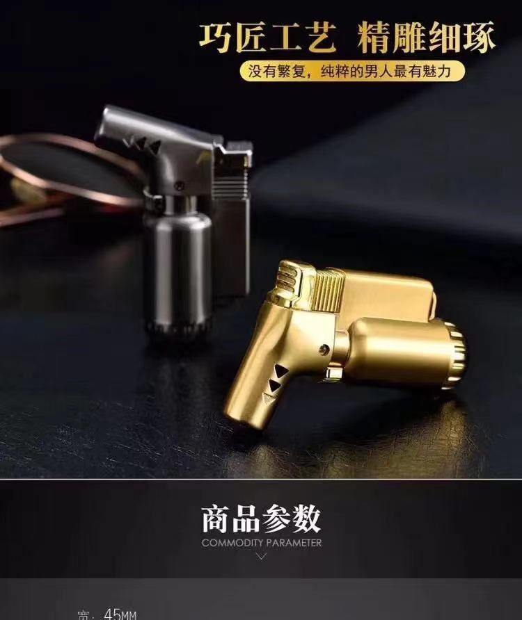 HB805-1 All-Metal Elbow Direct Punching Windproof Lighter Boutique Electroplating Fixed Fire Welding Small Spray Gun Wholesale