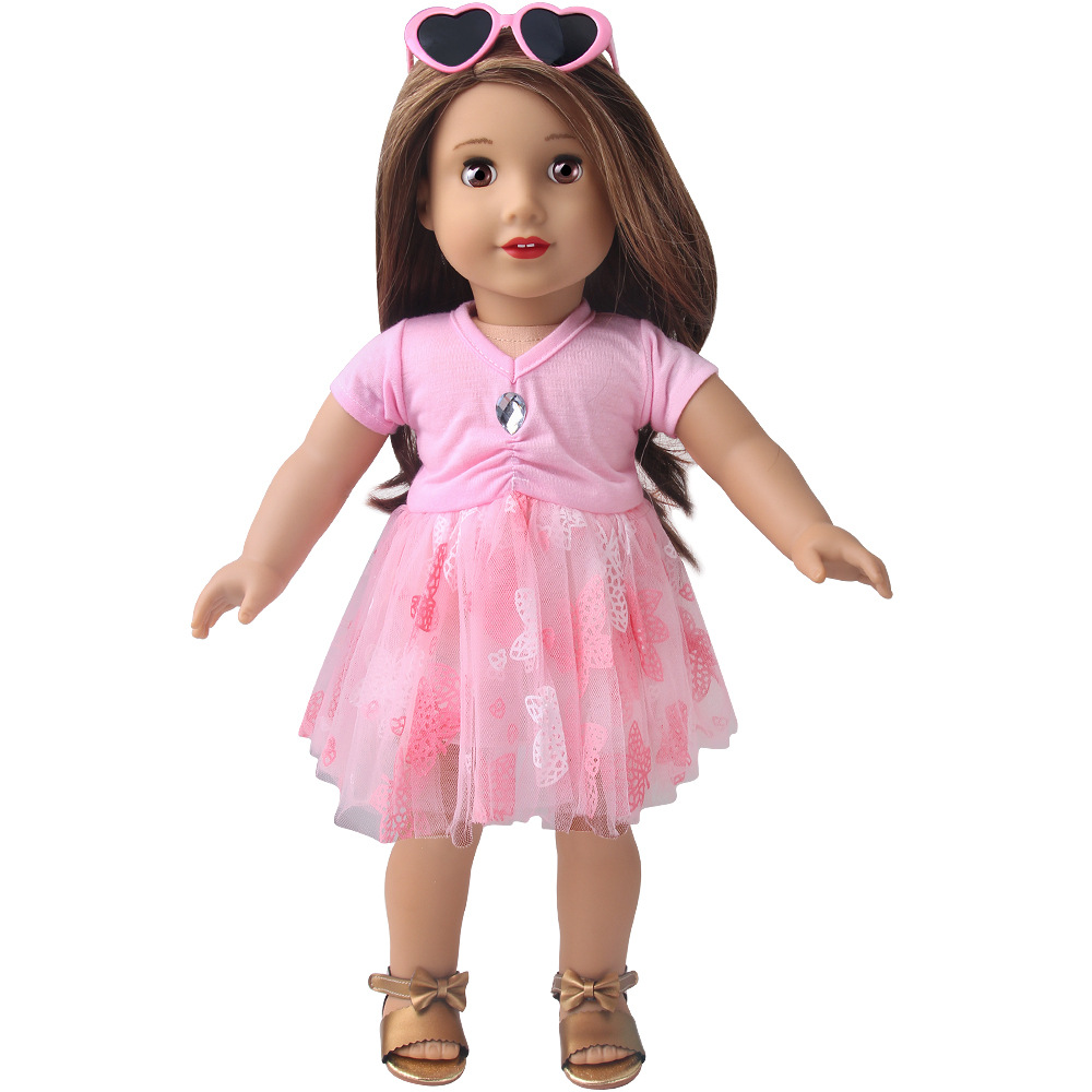 18寸美国女孩娃娃连衣裙 印花蕾丝连衣裙 american girl洋娃娃