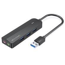 威迅CHI系列USB3.0x3 HUB+Micro USB供电+3.5mm双孔声卡0.15米