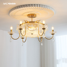 法式美式水晶珍珠蜡烛底层高客厅卧室吊灯欧式商品房轻奢LED灯具
