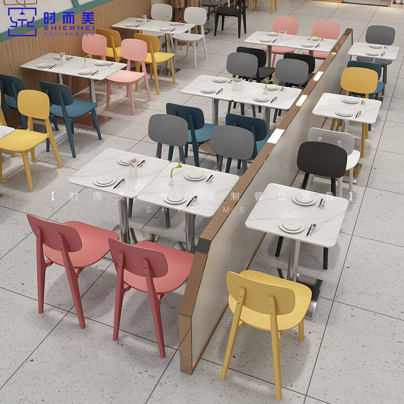 Milk Tea Shop Dessert Shop Table and Chair Combination Coffee Shop Western Restaurant Noodle Shop Snack Table Snack Hamburger Shop Stone Plate Dining Table