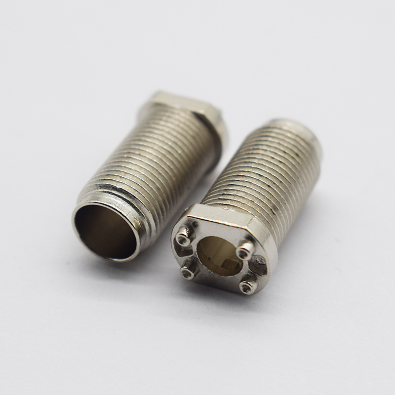 螺纹锌合金精加工 螺纹f头英制有线电视接头配机顶盒螺纹头连接器