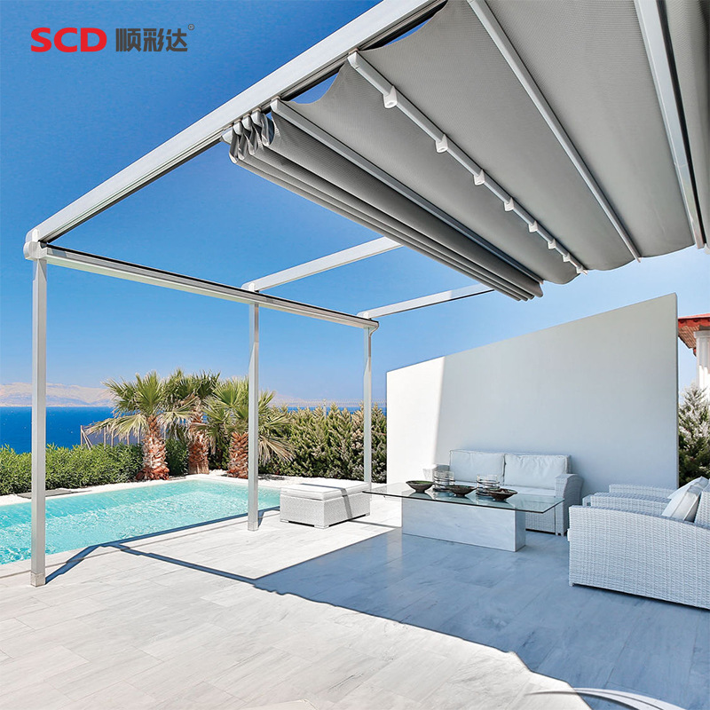 scd顺彩达豪华伸缩阳台蓬家用阳光房雨棚户外折叠遮阳棚电动天幕