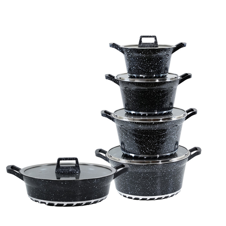 Foreign Trade an Aluminum Pot Suit 10 Piece Set an Aluminum Pot Cyclone Kitchenware Set 10PCs Marble Cookware Set