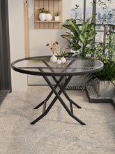 桌子折叠家用阳台休闲玻璃桌小户型出租房餐桌简易吃饭桌方桌圆桌